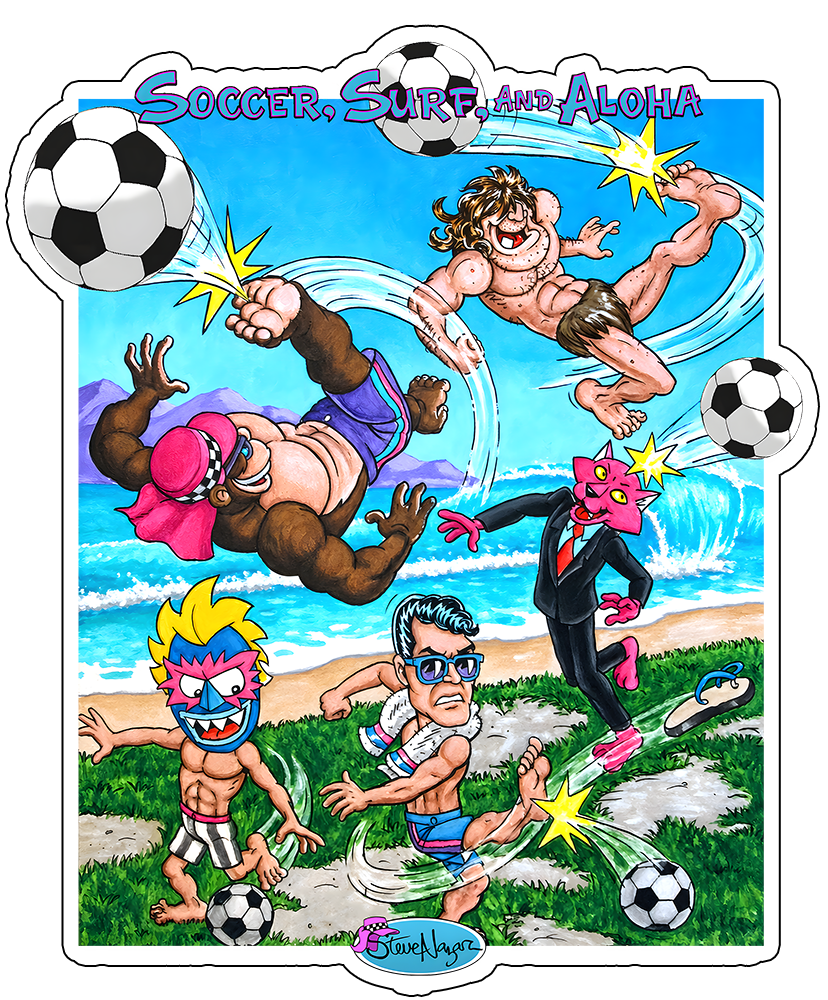 Soccer, Surf and Aloha Sticker