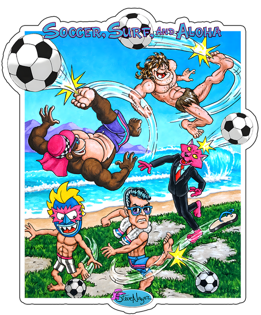 Soccer, Surf and Aloha Sticker