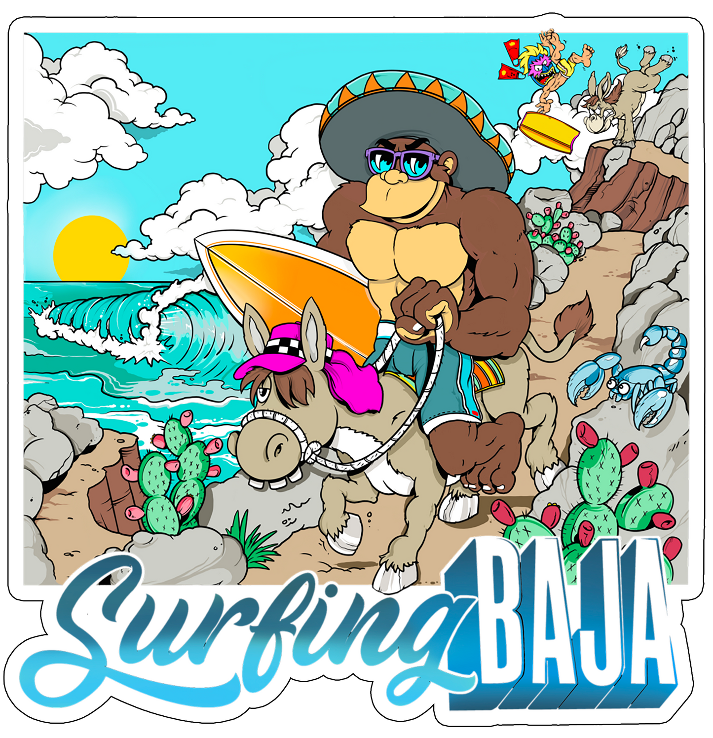 Surfing Baja Sticker