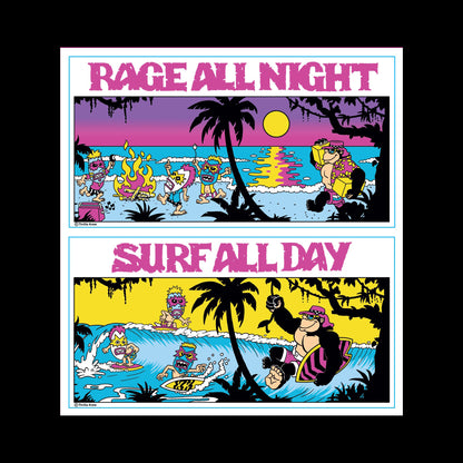 Surf All Day and Rage All Night Vinyl Sticker