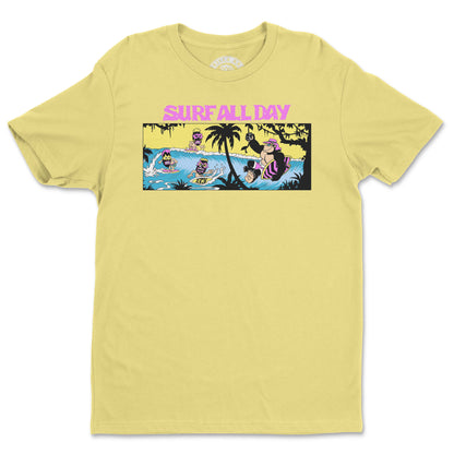 Surf All Day, Rage All Night Tee  (Yellow)